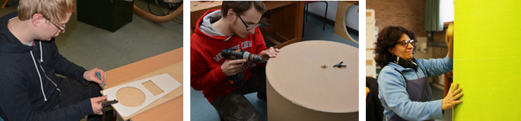 Schüler beim Bau der XXL Dosen